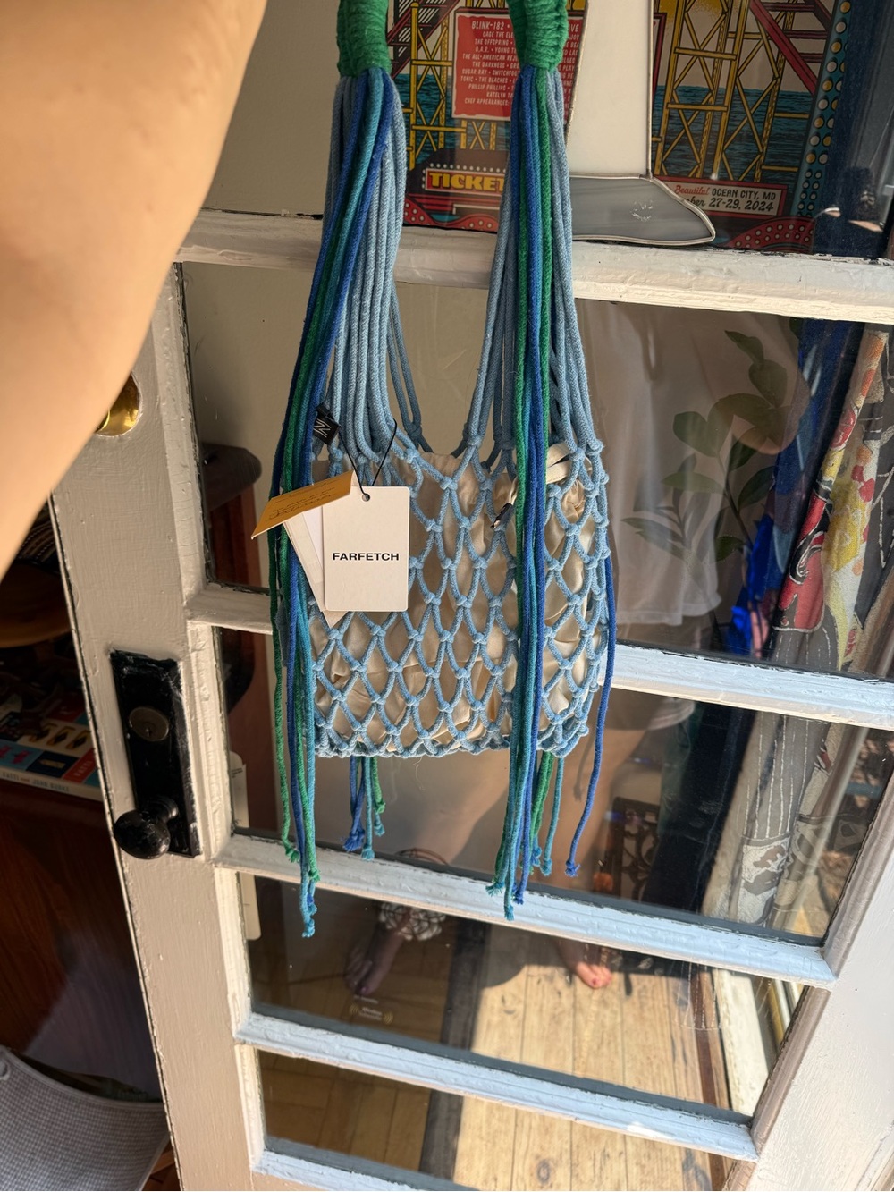 Nannacay Blue Macramé Net Crossbody Bag - Picture 4 of 4
